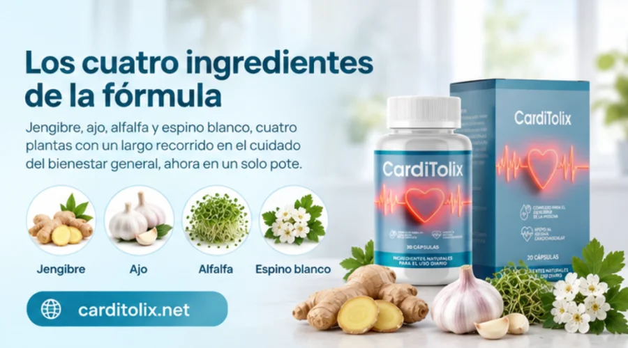 CardiTolix — jengibre, ajo, alfalfa y espino blanco de la fórmula